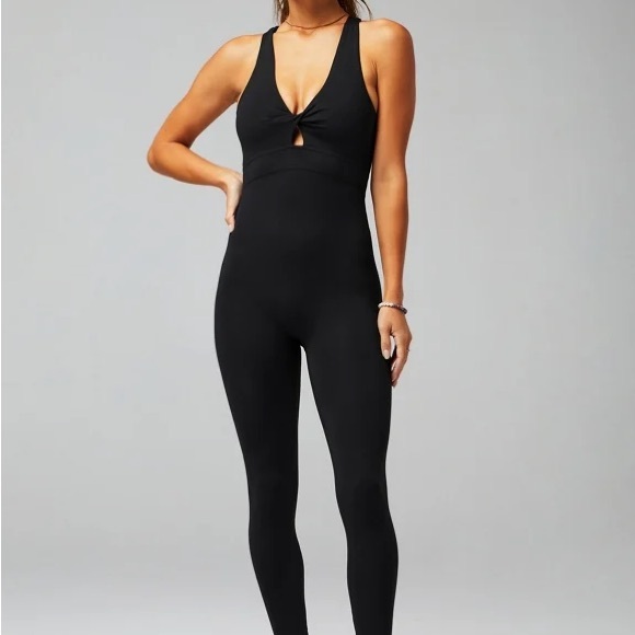 Fabletics Pants - NWT Fabletics Twist Front Oasis Jumpsuit Black Workout One Piece